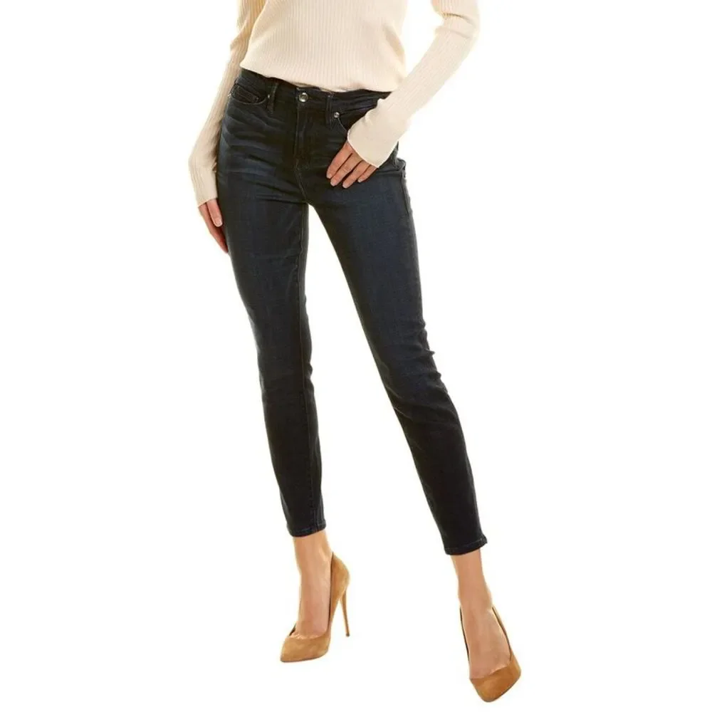 Good American Womens  Good Waist Dark Blue Cropped Skinny Jean, 24, Blue